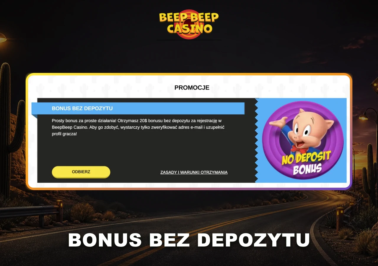 Der No-Deposit-Bonus Beep Beep Casino ist im deutschen Promotionsbereich sichtbar.