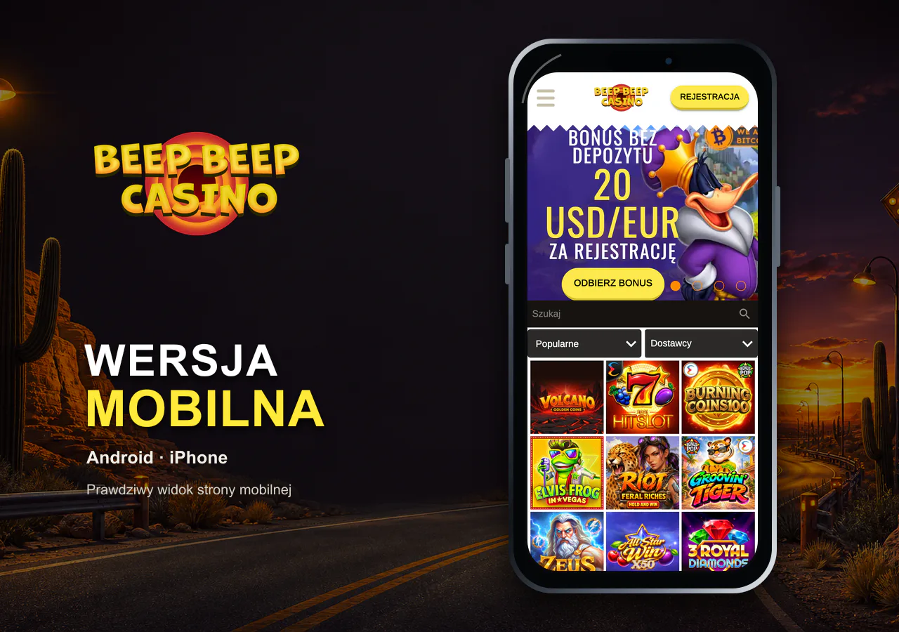 Mobile Version des Beep Beep Casinos auf dem Handy: Bonus, Katalog und Spielesuche.